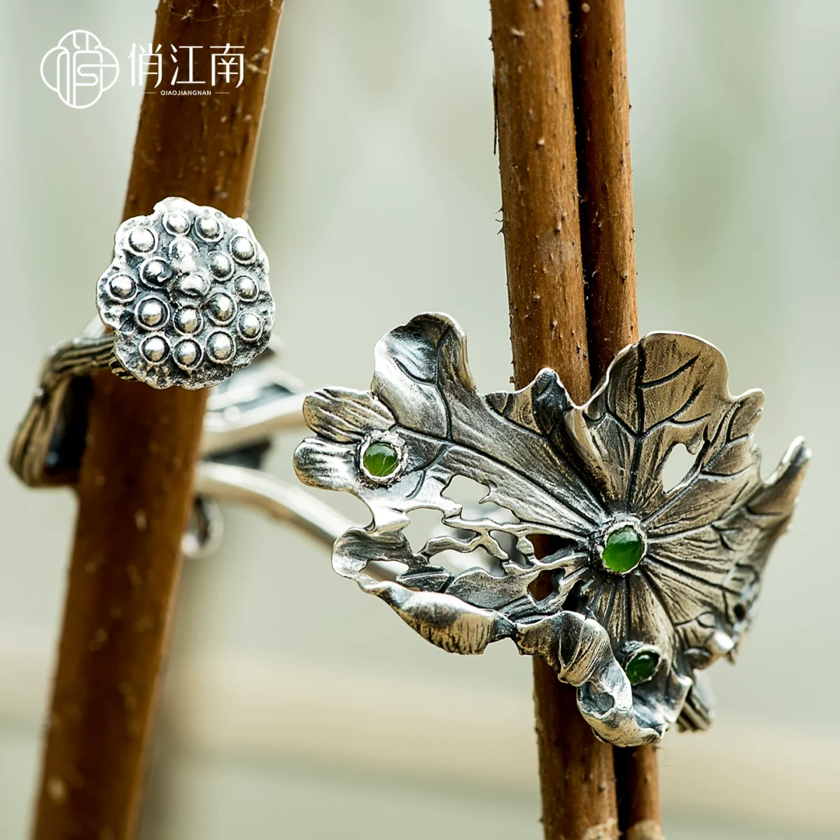 Lotus leaf sterling silver bracelet