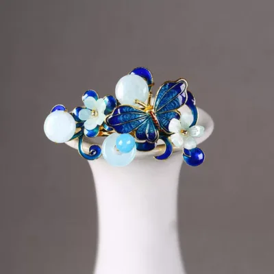 Butterfly hairpins texture and material quality close-up