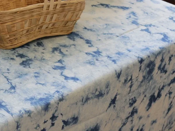 Tie-dye cotton canvas in 100% grade 6a mulberry silk with hand-rolled edges