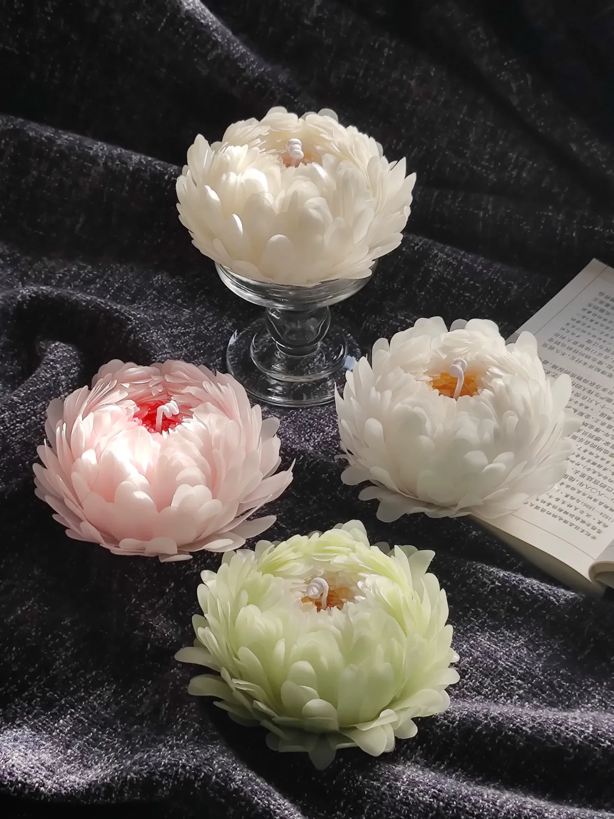 Peony scented candle flowers