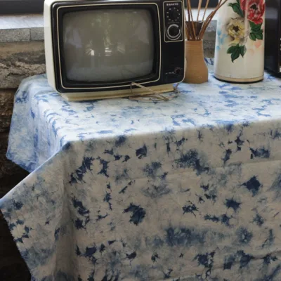 Tie-dye cotton canvas artisan hand-rolled edges technique detail