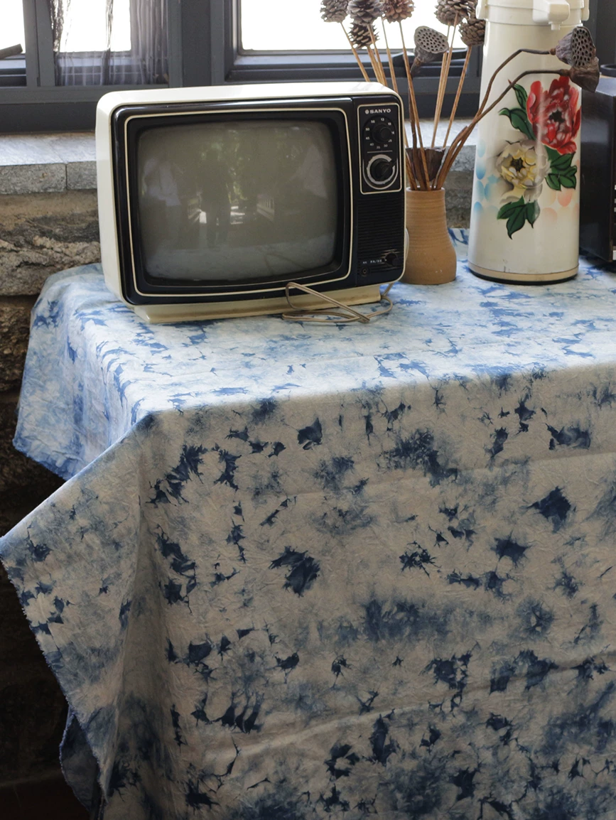 Tie-dye cotton canvas artisan hand-rolled edges technique detail