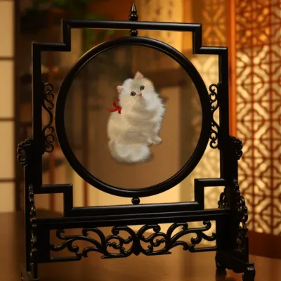 SX015 Su embroidery heterochromatic cat embroidery double-sided different colors