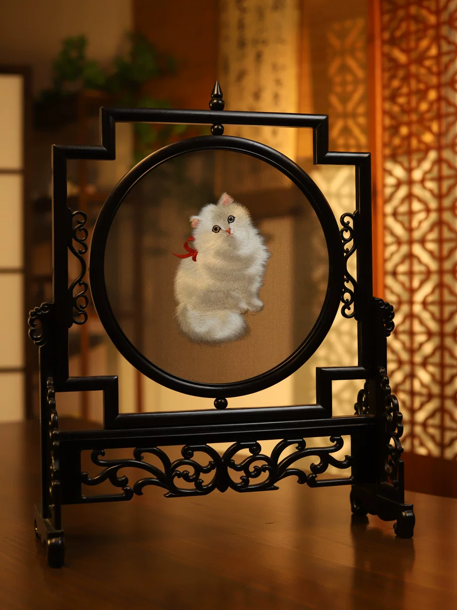 SX015 Su embroidery heterochromatic cat embroidery double-sided different colors