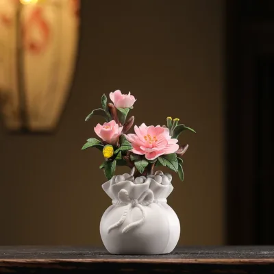 Hand-pinched ceramic flower ornaments