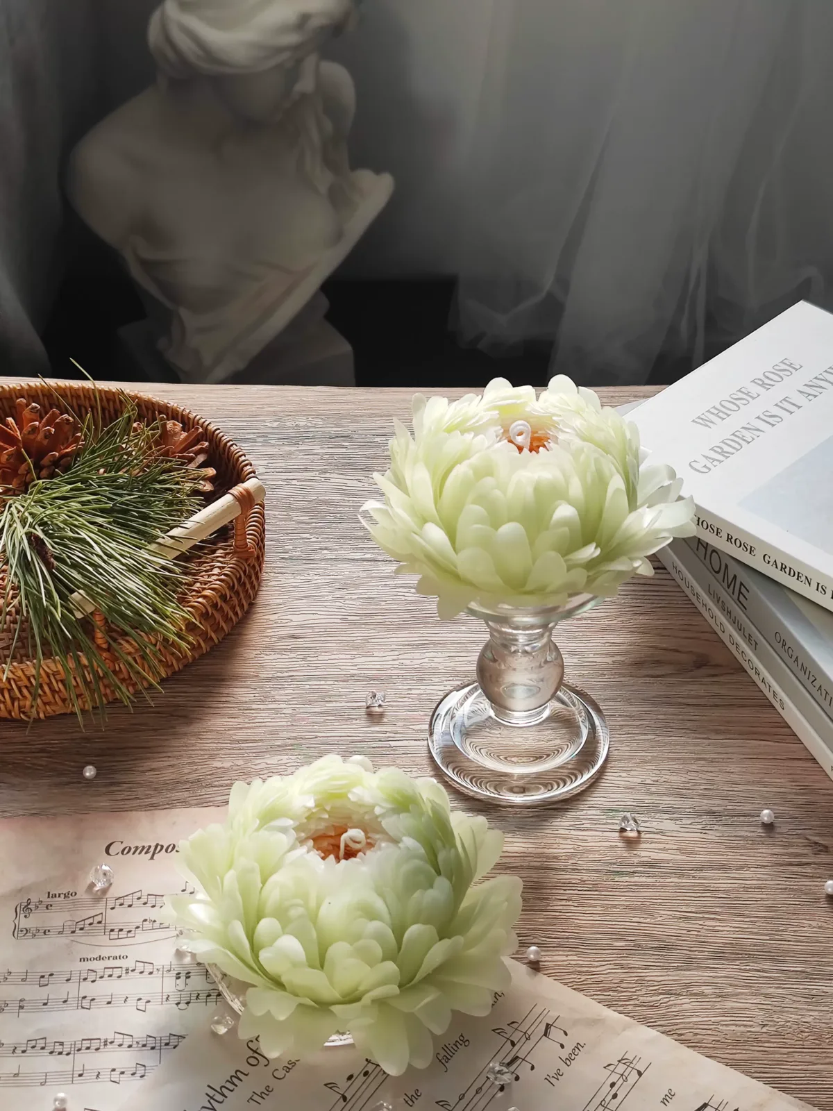 Peony scented candle flowers