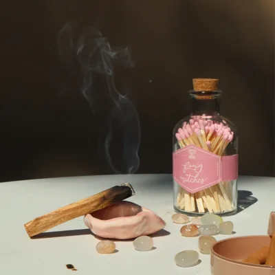 Scented candles are specially lit with matches