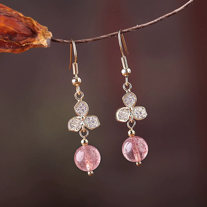 Zircon strawberry crystal earrings