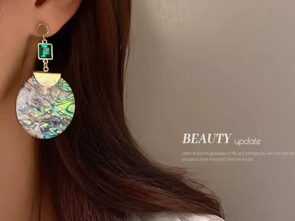 BK167 圆形贝壳耳环