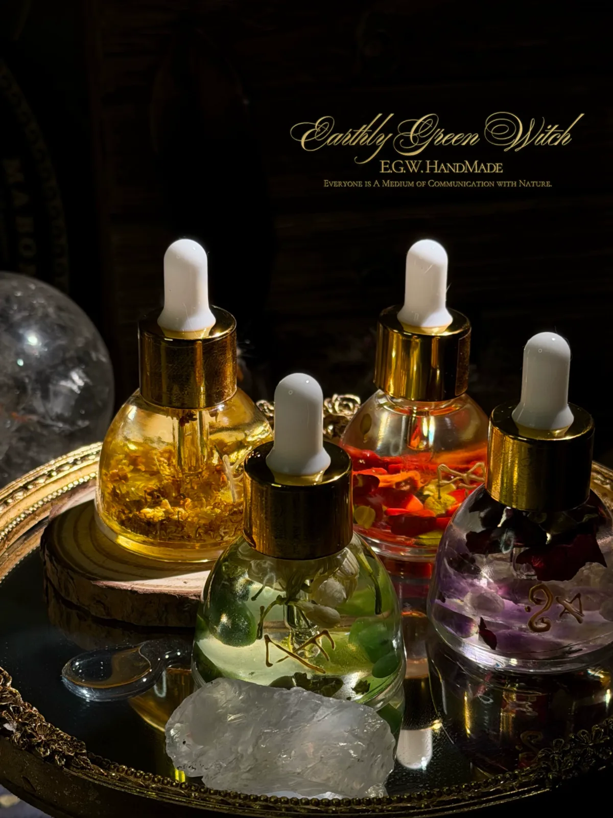 Herbal Infused Oil (with Natural Crystal Blocks)