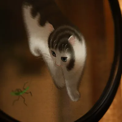 SX015 Su embroidery heterochromatic cat embroidery double-sided different colors