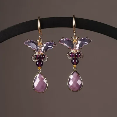 Amethyst earrings — artisan jewelry by Ginkgoods
