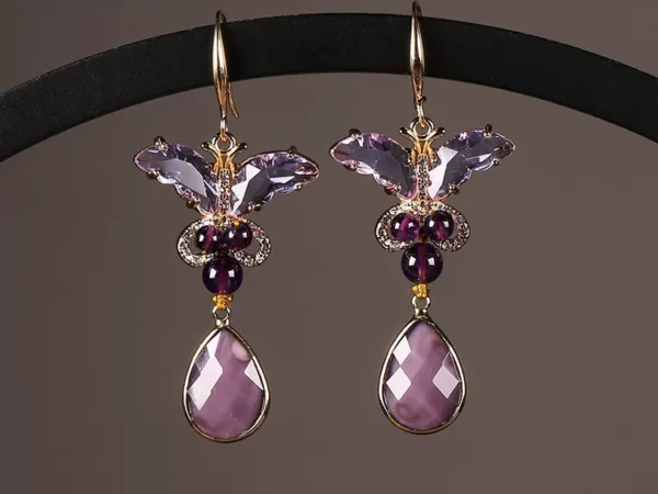 Amethyst earrings — artisan jewelry by Ginkgoods