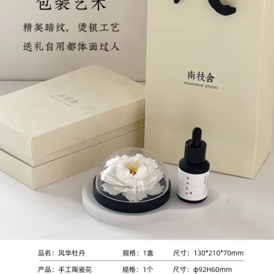 Peony ceramic flower - essential oil diffuser stone