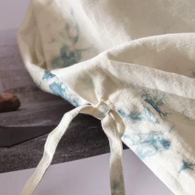 Handmade indigo plant cloud dyeing cotton and linen four-piece set in elegant Ginkgoods gift packaging
