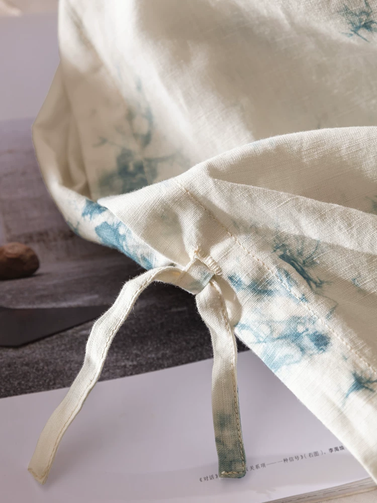Handmade indigo plant cloud dyeing cotton and linen four-piece set in elegant Ginkgoods gift packaging