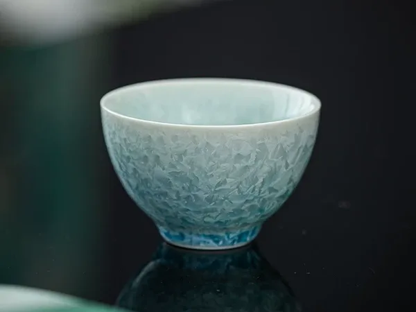 Blue gradient crystalline glaze teacup