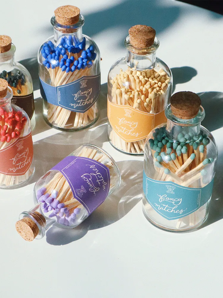 Scented candles are specially lit with matches