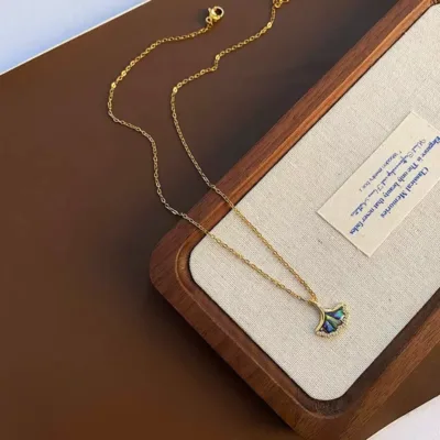 BK141 Ginkgo Leaf Copper Necklace