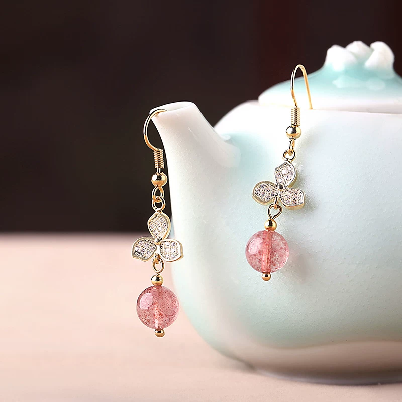 Zircon strawberry crystal earrings