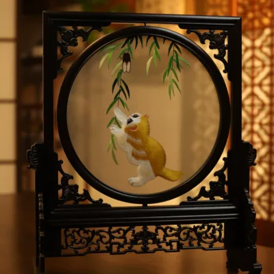 SX015 Su embroidery heterochromatic cat embroidery double-sided different colors