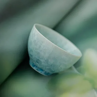 Blue gradient crystalline glaze teacup