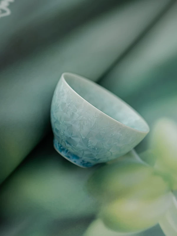 Blue gradient crystalline glaze teacup