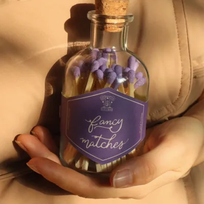 Scented candles are specially lit with matches