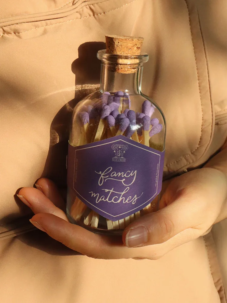 Scented candles are specially lit with matches