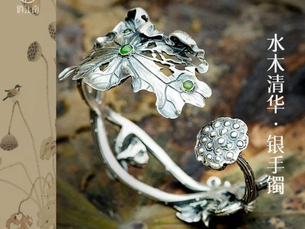 Lotus leaf sterling silver bracelet
