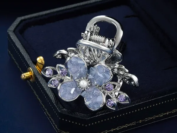 Floating Streamer Silk Flower Hairpin detail view showing silk streamers texture and finish