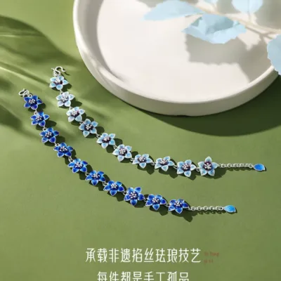 cloisonné - cloisonné enamel - sterling silver bracelet