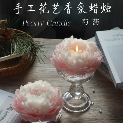 Artisan Peony Sculpted Scented Candle Gift Set featuring ebony agarwood