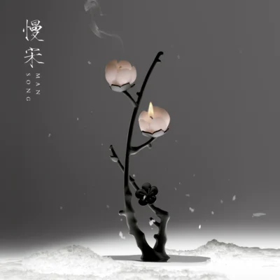 plum blossom metal candle holder