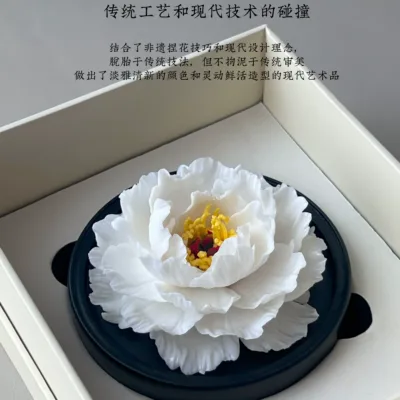 Peony ceramic flower - essential oil diffuser stone