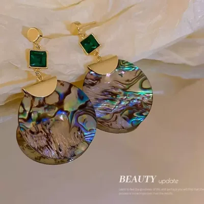 BK167 Round Shell Earrings