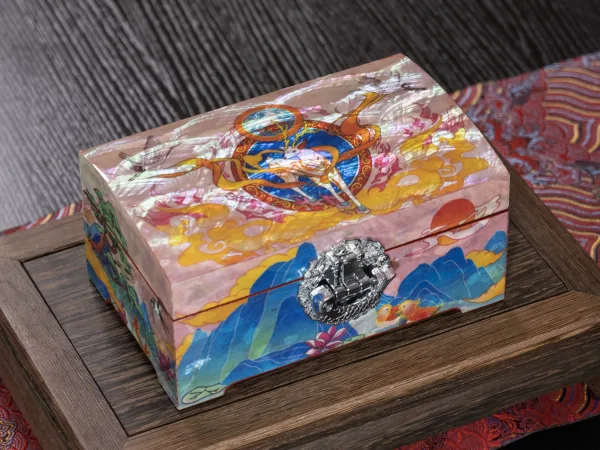 Imperial Raden Heritage Jewelry Box detail view showing solid wood texture and finish