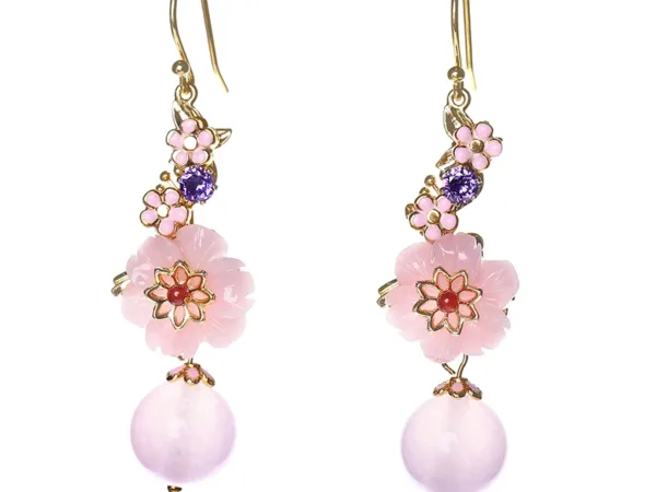 Pink peach blossom earrings
