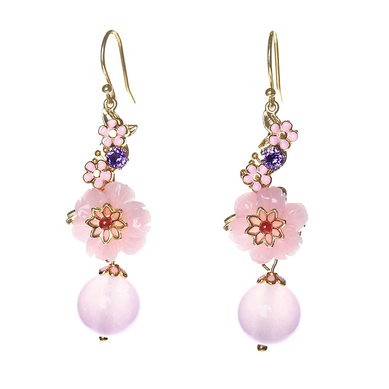 Pink peach blossom earrings