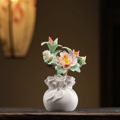 Hand-pinched ceramic flower ornaments