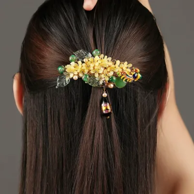 Osmanthus hairpins texture and material quality close-up
