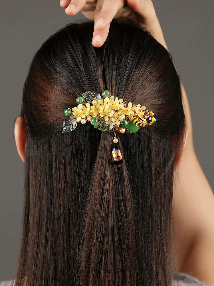 Osmanthus hairpins texture and material quality close-up
