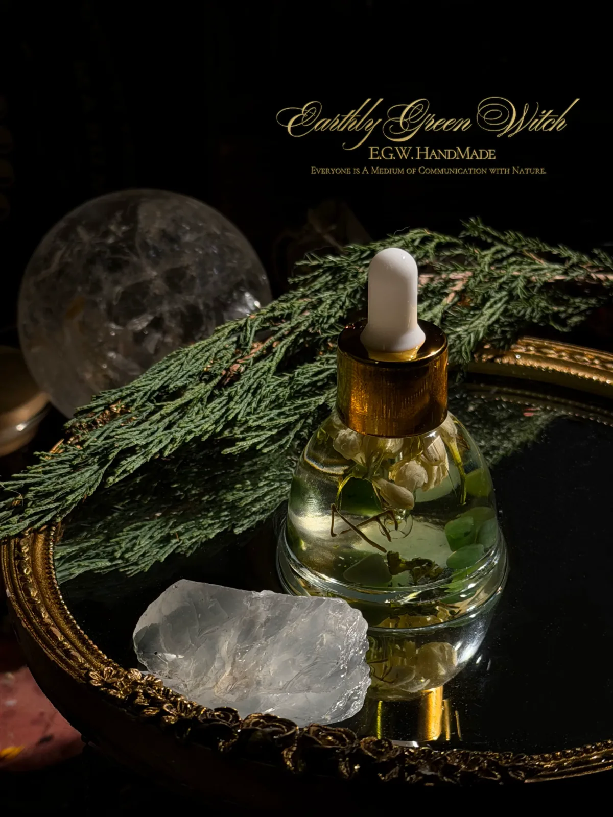 Herbal Infused Oil (with Natural Crystal Blocks)