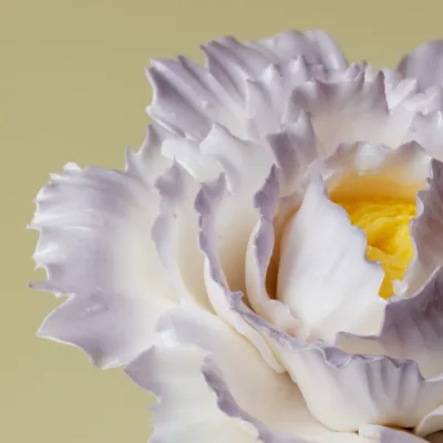 Hand-pinched ceramic peony incense holder