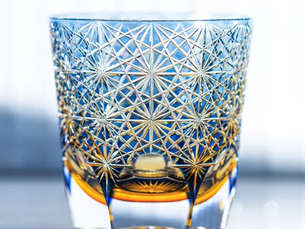 Imperial Blue Daisy Crystal Tea Glass in premium crystal glass with cold-painted accents