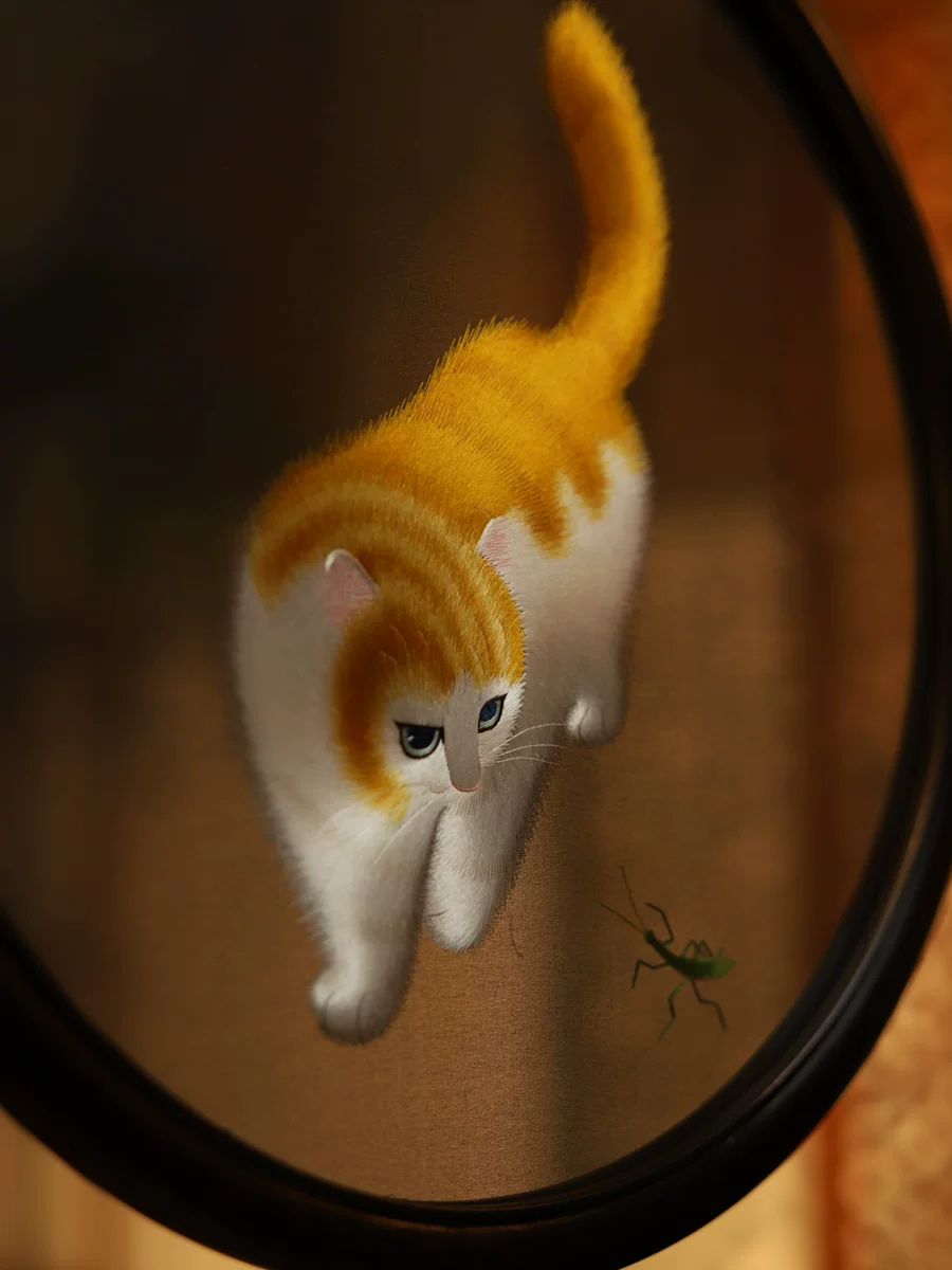 SX015 Su embroidery heterochromatic cat embroidery double-sided different colors