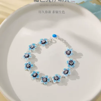 cloisonné - cloisonné enamel - sterling silver bracelet