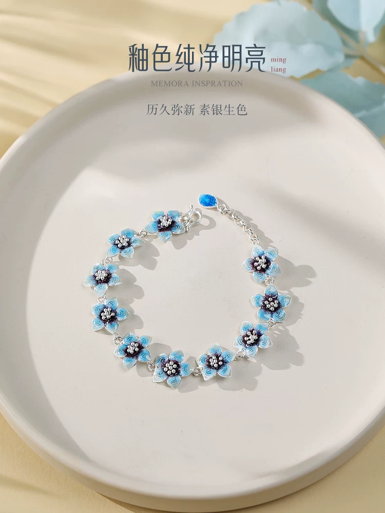 cloisonné - cloisonné enamel - sterling silver bracelet