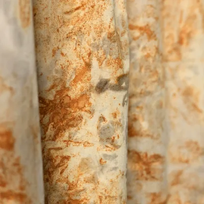 Black tea rust dyeing, plant dyeing, tie-dye fabric, pure cotton detail view showing 100% grade 6a mulberry silk texture a...