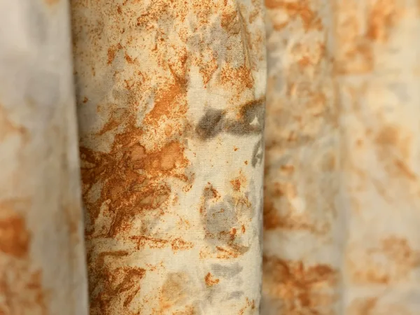 Black tea rust dyeing, plant dyeing, tie-dye fabric, pure cotton detail view showing 100% grade 6a mulberry silk texture a...